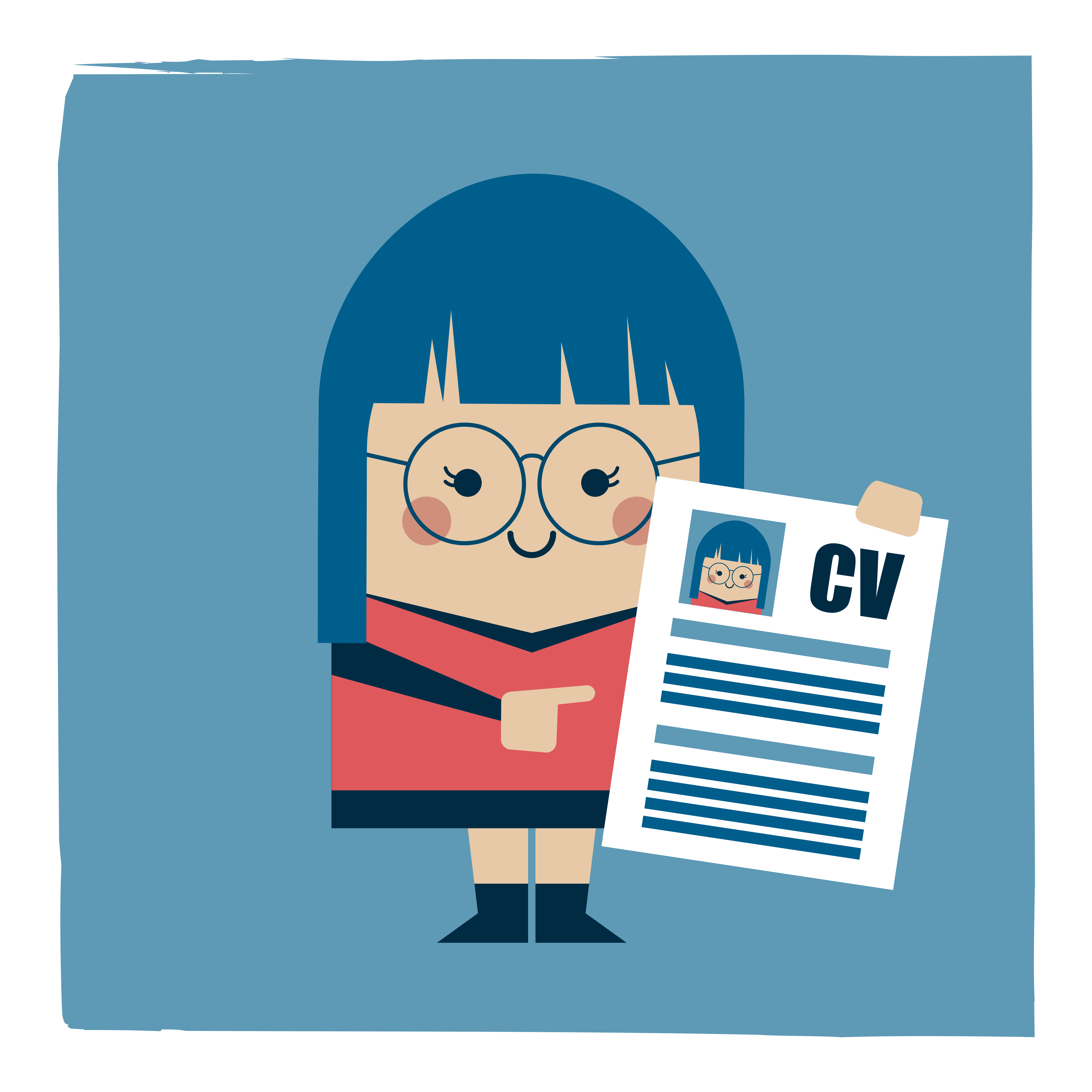 Illustration of a businesswoman showing her CV